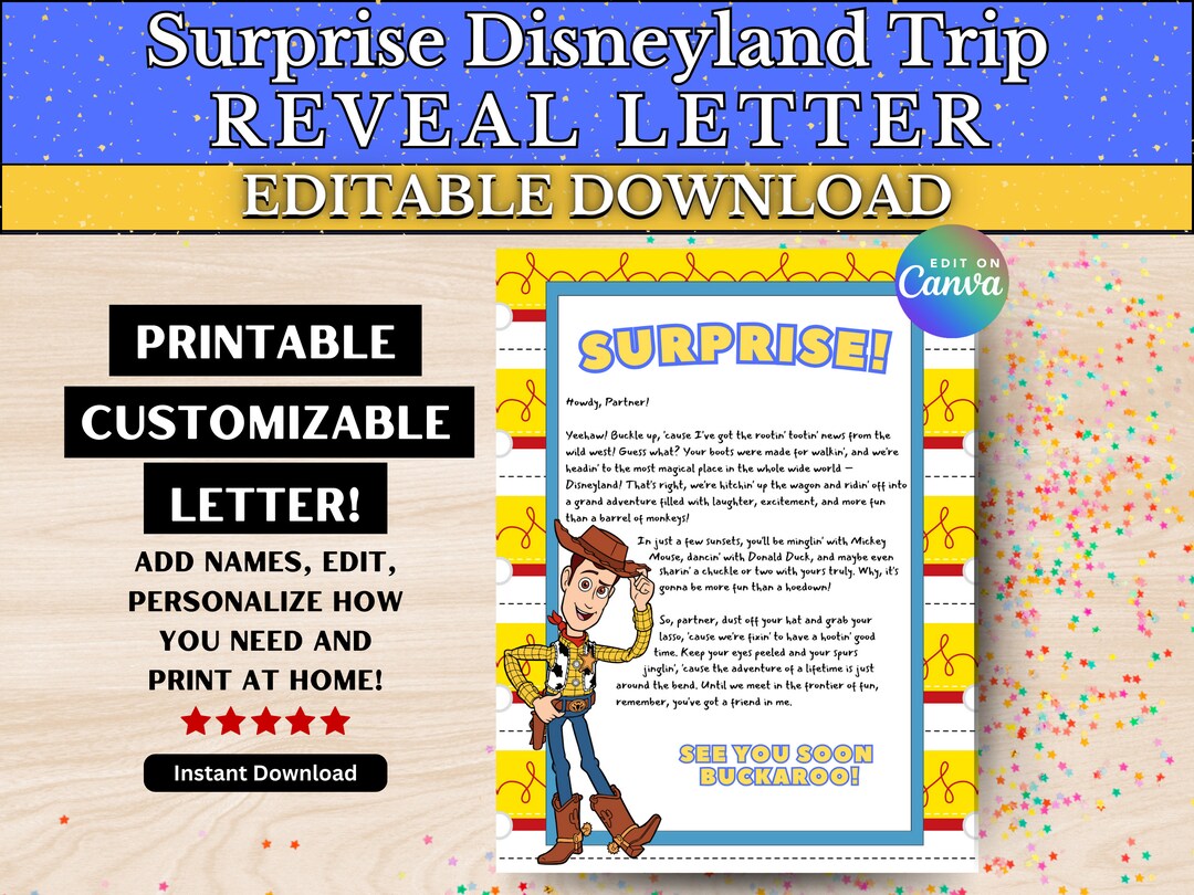 Printable and Editable Trip Reveal // Editable PDF, Surprise Trip ...