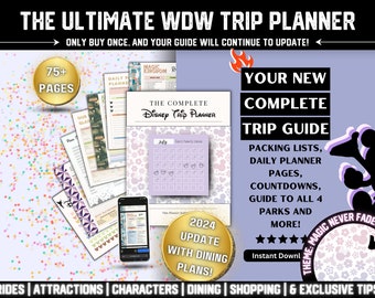 WDW 2024 Trip Planner Bundle UPDATED | 75+ Printable Pages | Daily & Weekly Planner, Park Guides, Packing lists, Countdown and more!