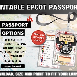 Passaportes imprimíveis do WDW Epcot World Showcase, planejador de férias em parques temáticos da Flórida, bebida ao redor do mundo