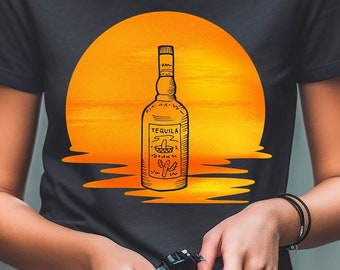 Tequila, Tequila Sunrise, Camisa de bebida, Camisa Pun, Camisa divertida, Camiseta de manga corta