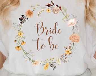 Bride to be, bridal shower, bachelorette, floral. bride, marriage, engaged, Unisex Jersey Short Sleeve Tee