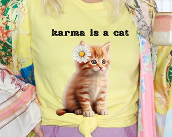 taylor swift, swiftie, karma is a cat, kitty, cat, animal, cute tshirt, lyric, Unisex Jersey Short Sleeve Tee