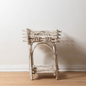 Antique White Adirondack Twig Plant Stand