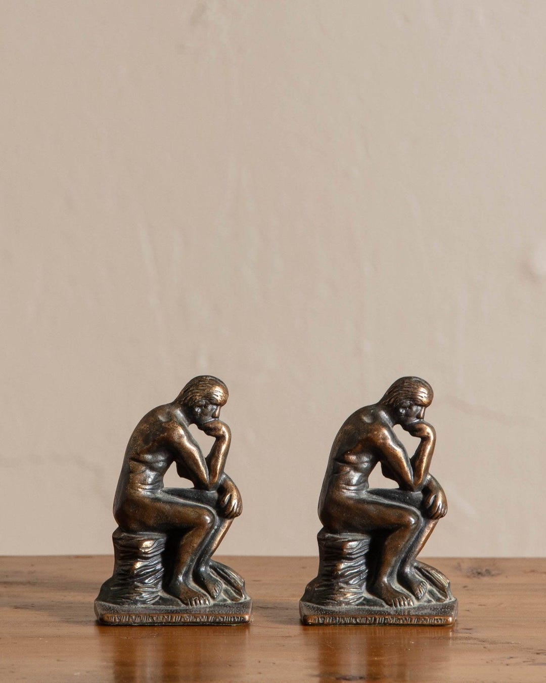 Vintage Pair of Bronze Thinking Man Bookends Etsy