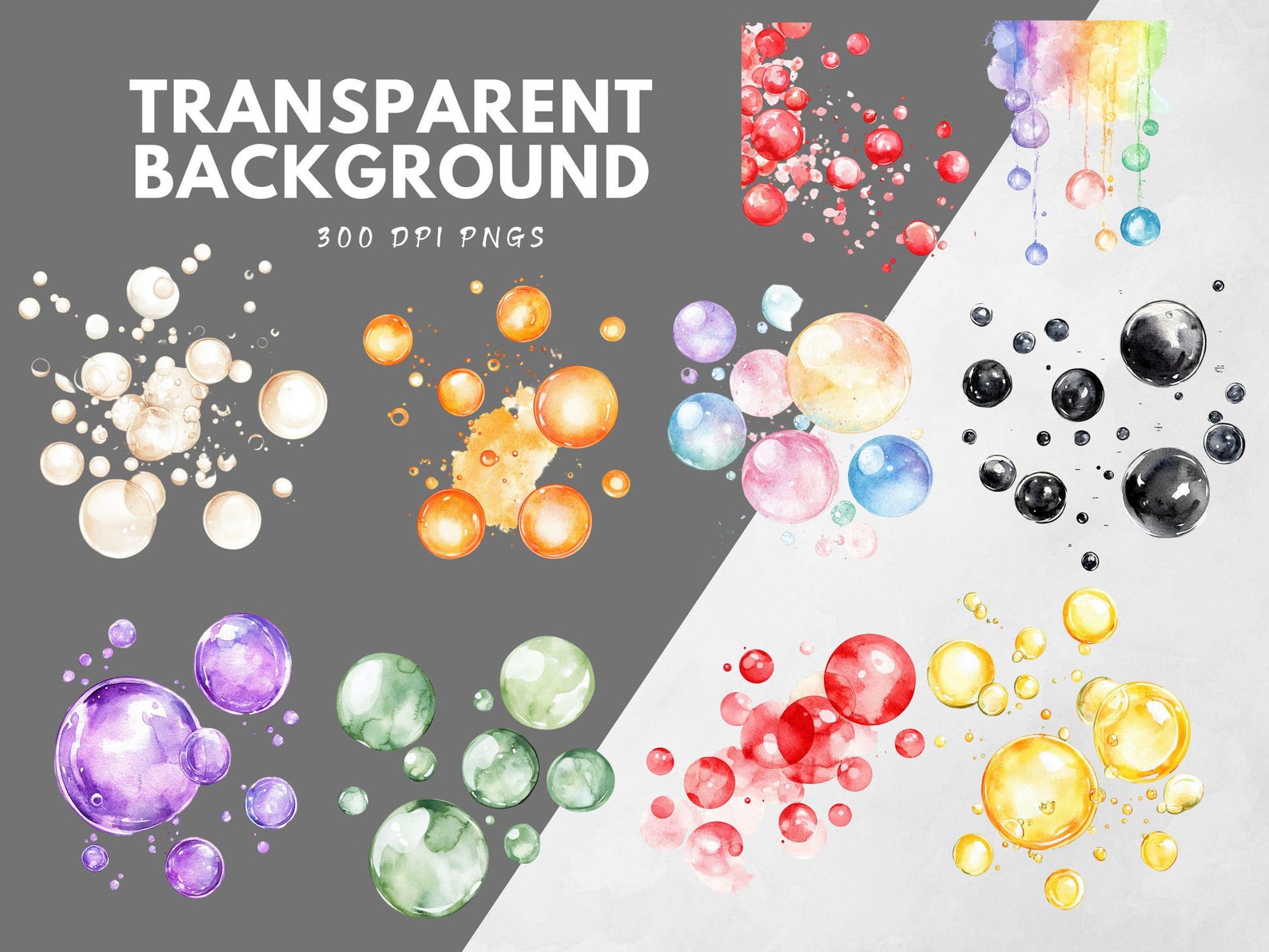 Watercolor Bubble Clipart Bundle, Pastel Bubble & Foam Clipart, Soapy ...
