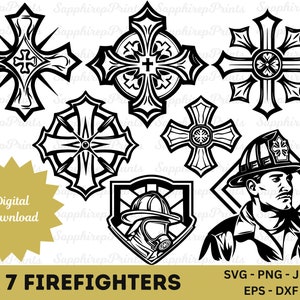 7 Fire Dept Svg, Firefighter Svg, Fireman Svg, Fire Department Svg, Firefighter Clipart, Firefighter Cross Svg, Firefighter Badge Svg Png