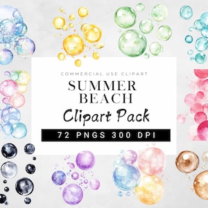 Pacchetto Clipart di bolle ad acquerello, Clipart di bolle e schiuma pastello, Bolle di sapone in formato PNG, Delicata arte con schiuma per eventi per bambini, Cartoleria, Stampabili