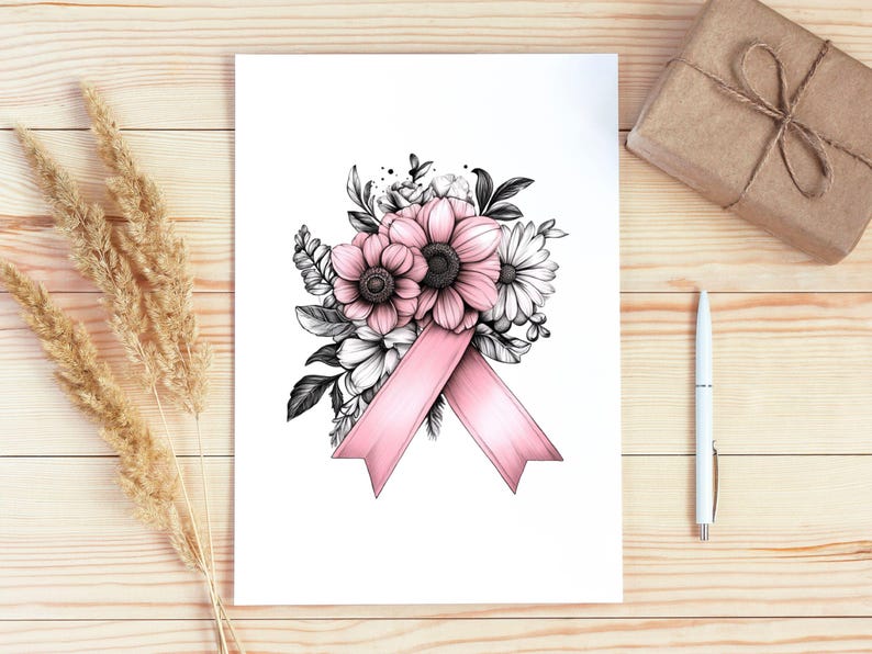 Breast Cancer Awareness PNG, Floral Pink Ribbon Clipart, Pink Ribbon ...