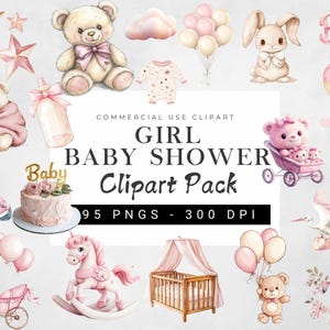 Teddy Bear and Pink Balloons Clipart Bundle, Baby Shower For A Girl Clipart, Teddy Bear Png, Girl Birthday Png, Pink Teddy Bear Balloons Png