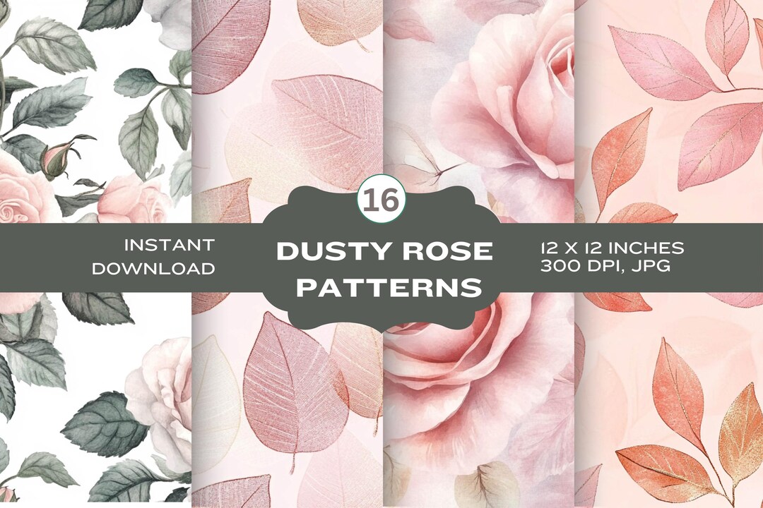 Dusty Rose Seamless Digital Papers, Dusty Rose Scrapbook Paper, Spring ...