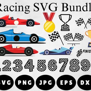 Racing-Svg-Bundle, Checkered Flaggen-Svg, Racing-Flags-Svg, Rennwagen-Svg, Racing-Shirt-Design, Startnummern, Racing-Trophäen und Medaillen-Svg