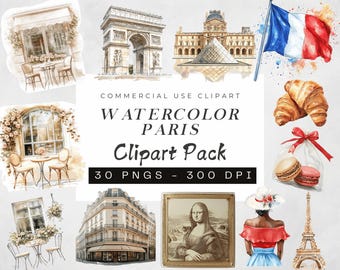 Watercolor Paris Clipart, French Girl Clipart, Eiffel Tower, Paris Collection, Cute Paris Cafe, Parisien clipart, Paris food clipart