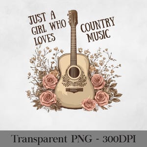 Juste une fille qui aime la musique country PNG, design en sublimation du sud, graphique de noeud occidental pour t-shirt ou sweat-shirt