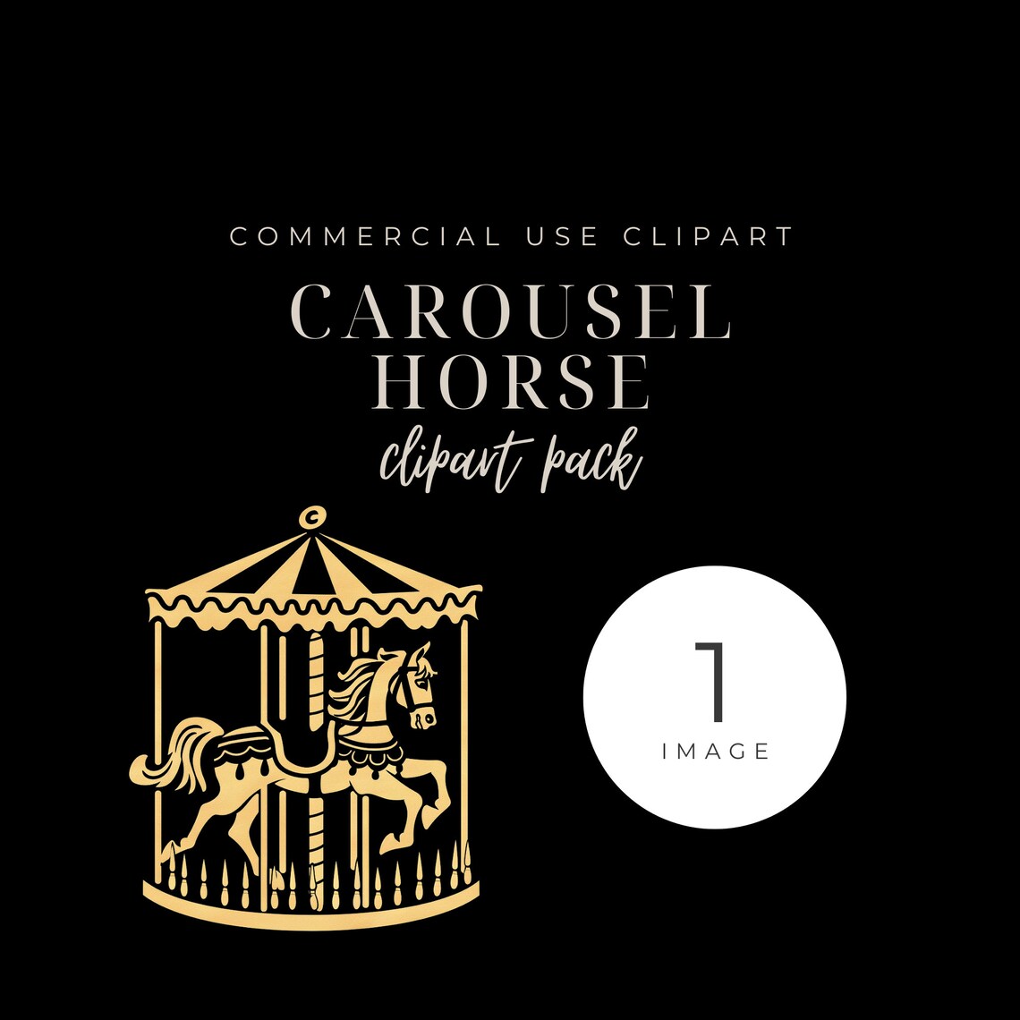 Carousel Horse Clipart Bundle Set of 4, Carousel Horse Png, Horse ...