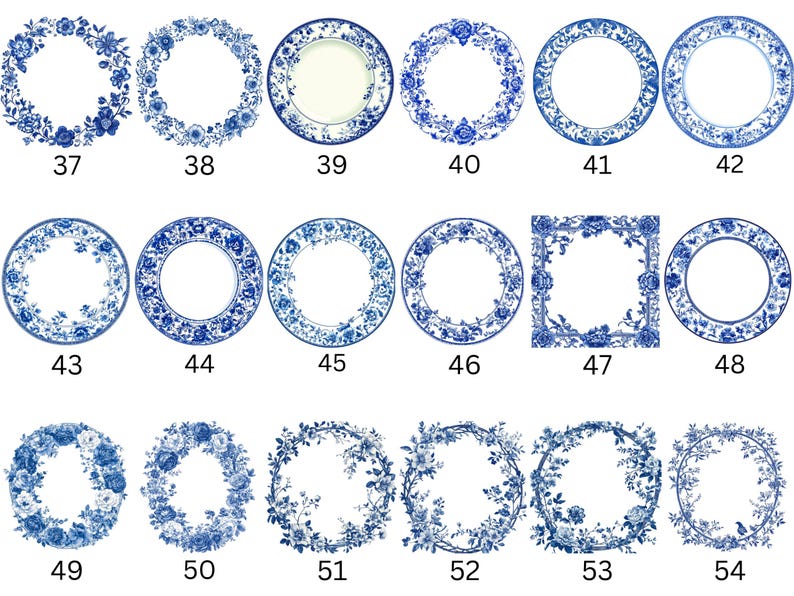 baroque-style french blue frames perfect for wedding invitations and stationery