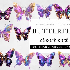 Schmetterling Clipart Bundle, Schmetterling Png, lila Schmetterling Clipart, Bunt Silber Gold Neon Schmetterlinge Clipart, Digital Schmetterling Png