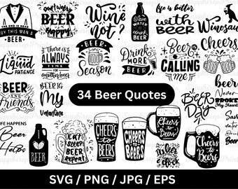 Bier Zitate SVG PNG Bundle | Lustige Trink Sprüche Schnittdateien | Craft Bier-Liebhaber Designs | Cricut Silhouette Download
