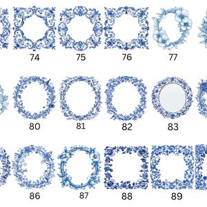 delicate and ornate blue frame clipart collection for creative projects and scrapbooking