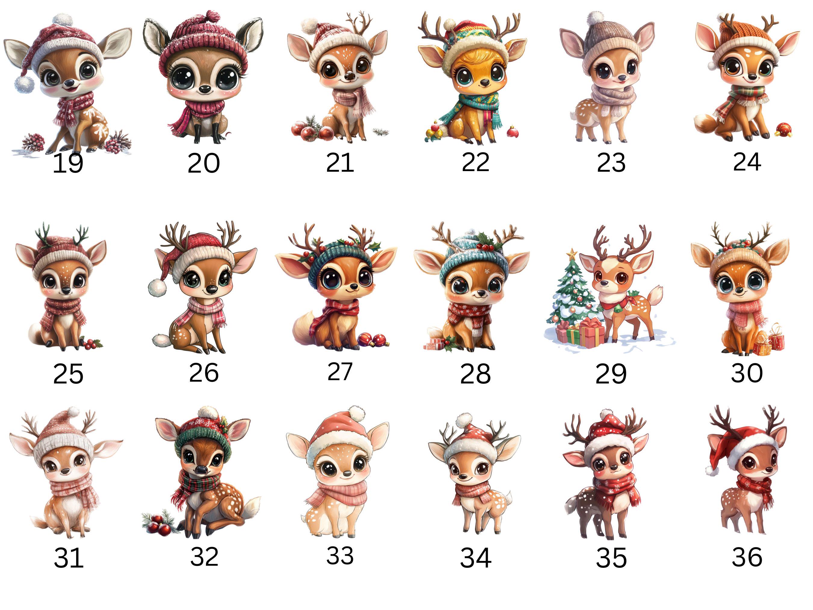 Cute Reindeer Clipart Bundle, Christmas Deer PNG, Watercolor Santa ...
