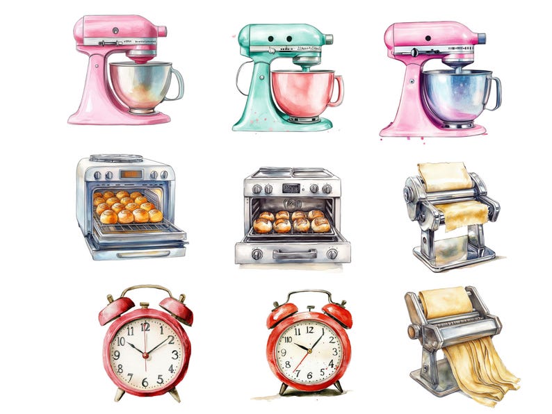 Watercolor Baking Clipart Bundle, Baking Graphics Illustration, Cupcake ...