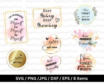 Watercolor Motivational Quotes Png Bundle, Encouraging Quotes Png, Kindness Png, Life Quotes, Inspirational Clipart Png, Positive Quote Png
