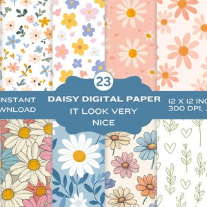 Papiers numériques sans couture marguerite, papiers de scrapbooking fleur marguerite, motif petite fleur, papier numérique marguerite, papiers pour journaux indésirables