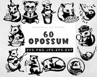 Opossum Svg Bundle, Opossum Png, Opossum Clipart, Cute Opossum Png, Wild Animals Png, Opossum Cut File Cricut, Animal Svg, Opossum Design