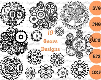 Gear Svg, Gears Svg Bundle, Cogs and Gears Svg, Gear Cogs Dxf, Steampunk Svg, Metal Gears Svg, Gears Cut Files, Gears Vector, Steampunk Png