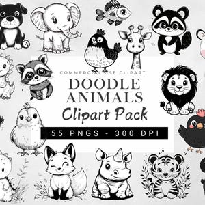Baby Animal Clipart, Doodle Animal Clipart, Cute Woodland Animals PNG,  Animals For Nursery Decor, Forest Animals PNG Transparent Background