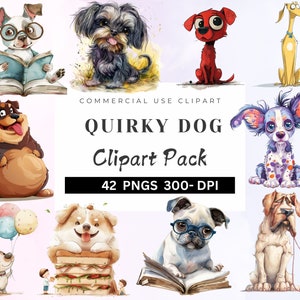 Quirky Dog Clipart PNG Bundle, Whimsical Dogs  art, Animal Puppy PNG, Funny Pet Clipart, Silly Dog Clipart, Animal Lover PNG, Puppy Whimsy