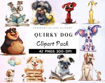 Pacchetto di clipart PNG di cani stravaganti, arte di cani stravaganti, PNG di cuccioli di animali, clipart di animali domestici divertenti, clipart di cani sciocchi, PNG per amanti degli animali, cucciolo stravagante
