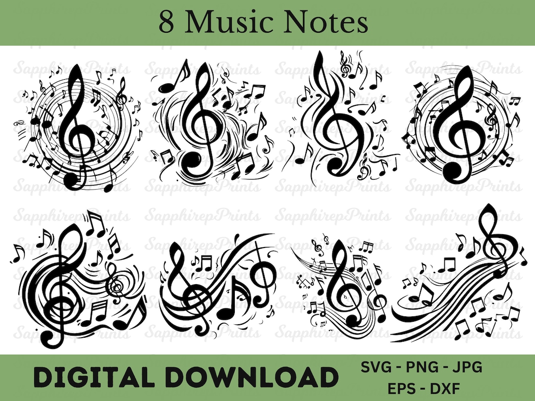Musical Notes Svg Bundle, Musical Notes Clipart, Music Notes Svg, Music ...