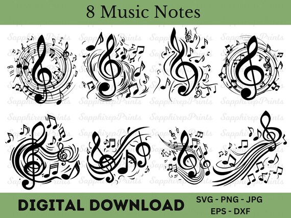 Musical Notes Svg Bundle, Musical Notes Clipart, Music Notes Svg, Music Notes Vector, Music Notes Png, Musical notes svg files for Cricut