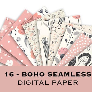 Boho Seamless Digital Papers, Boho Scrapbook Paper, Boho Backgrounds, Junk Journal Paper, Summer Background, Boho Patterns, Floral Patterns