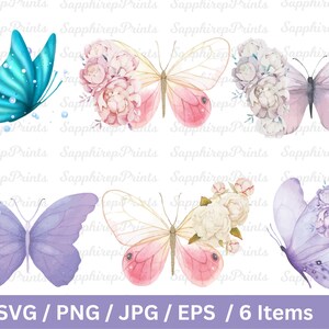 Kleurrijke vlinder- en bloemmotieven - SVG- en png-clipart voor lente, scrapbooking en knutselen | Digitale kunst direct downloaden