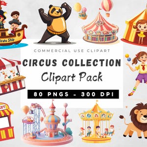 Circus Clipart Bundle, Circus PNG, Circus Animals Clipart, Circus Tent Clipart, Circus PNG For Nursery, Circus Carnival, Clown PNG Clipart