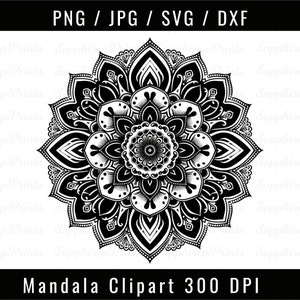 Mandala clipart, Mandala Svg File For Cricut, Floral Mandala Svg, Mandala Artwork Png, Mandala Digital Download, Mandala Silhouette Svg