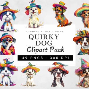 Quirky Dog Clipart PNG Bundle, Whimsical Dogs  art, Animal Puppy PNG, Funny Pet Clipart, Silly Dog Clipart, Animal Lover PNG, Puppy Whimsy