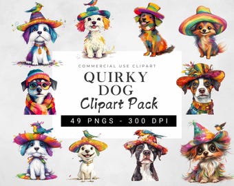 Pacchetto di clipart PNG di cani stravaganti, arte di cani stravaganti, PNG di cuccioli di animali, clipart di animali domestici divertenti, clipart di cani sciocchi, PNG per amanti degli animali, cucciolo stravagante