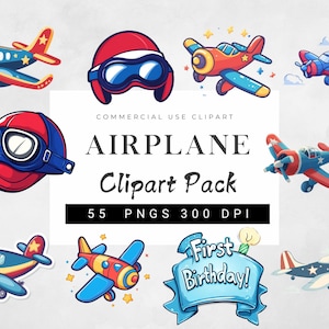 Bundle de cliparts avion, des cliparts pilote, des cliparts aviateur, des cliparts avion, des cliparts baby shower avion, des cliparts anniversaire avion
