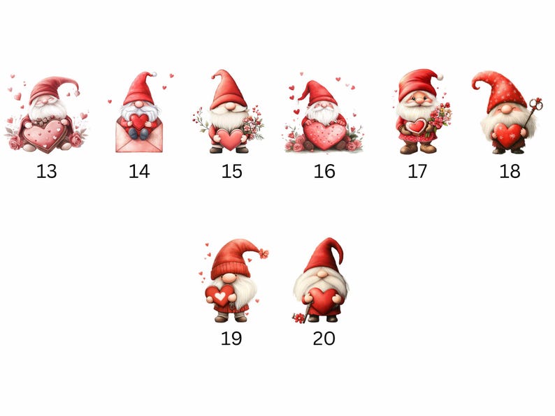 Valentines Gnome Clipart Bundle, Valentines Day Png, Valentine Gnomes ...