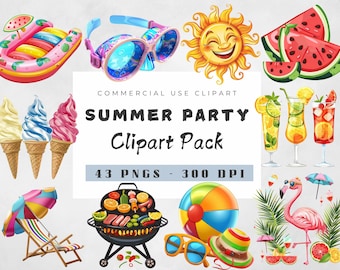 Summer Party clipart png, cute pool party clipart bundel, beach party clipart, summer vibes png, vakantie vakantie clipart, tropische clipart