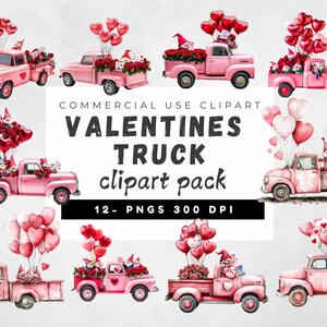 Valentine Truck Clipart, Valentines Gnome Clipart Bundle, Valentines Day Png, Valentines Gnome Sublimation,  Valentine Graphics