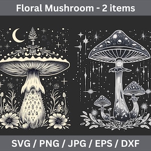 Mushrooms Svg, Mushroom Silhouette, Mushroom Png, Mushroom Clipart, Mushroom Mug Svg, Mushroom Shirt Svg, Fungi Clipart, Digital Download