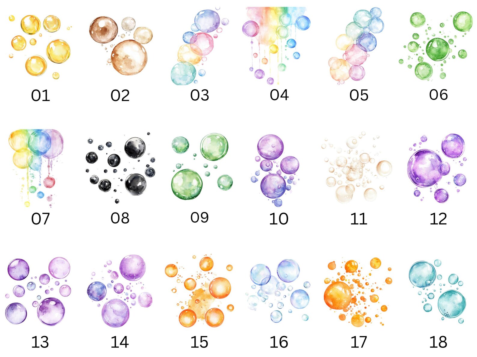 Watercolor Bubble Clipart Bundle, Pastel Bubble & Foam Clipart, Soapy ...