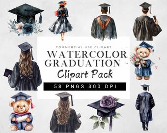 Watercolor Graduation PNG Clipart, Diploma Elements, Graduation Cap Png, Graduation Hat Png, Graduation Design Elements For DIY Projects
