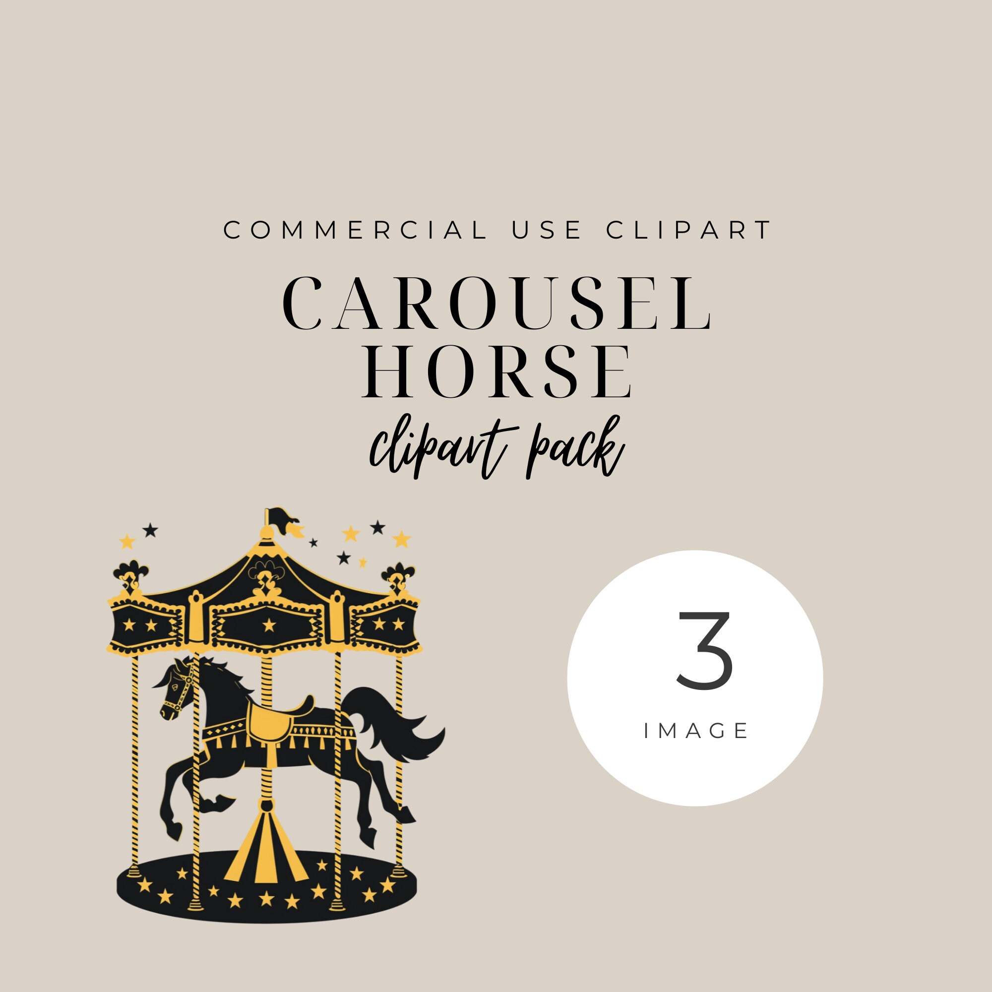 Carousel Horse Clipart Bundle Set of 4, Carousel Horse Png, Horse ...