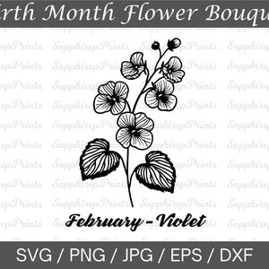 Violeta Svg, Flor de Nascimento de Fevereiro, Mês de Nascimento Buquê de Flores Svg, Flor Violeta Svg, Caneca Floral Svg, Flores Silvestres Svg, Camisa Violeta Svg