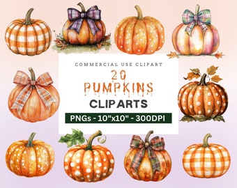 Watercolor Pumpkin Clipart Bundle | Cute Fall Pumpkin PNG | Floral Autumn Clipart | Halloween Pumpkin PNG | Seasonal Graphics