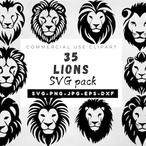 ライオンキング SVG、ライオンヘッド SVG バンドル、ライオン SVG、ライオン クリップアート セット、吠えるライオン SVG、ライオンヘッド PNG、ライオンのシルエット、動物 SVG
